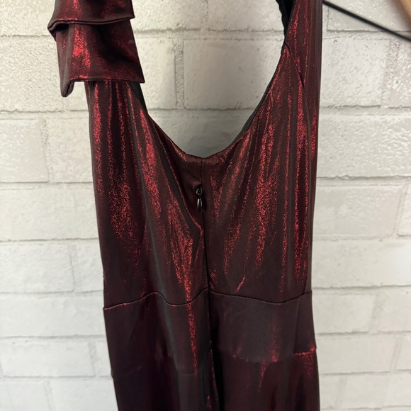 JASAMBAC Red & Black Shimmer One Shoulder Dress - Picture 2 of 8
